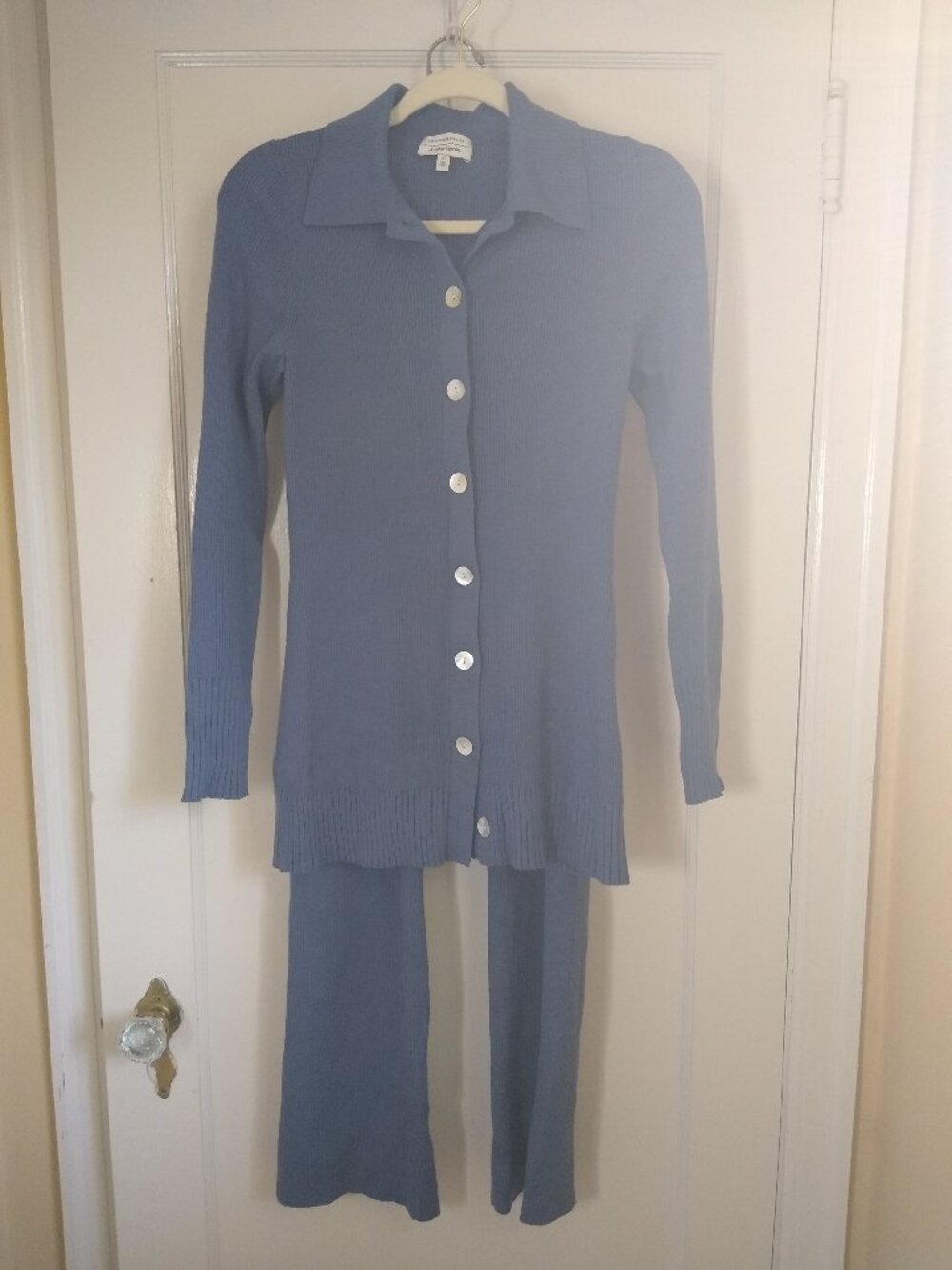 And Other Stories wool blend sweater set with shell buttons